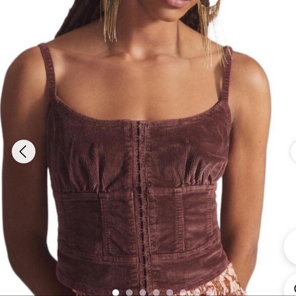 Anthropologie Burgundy Corduroy Corset Top